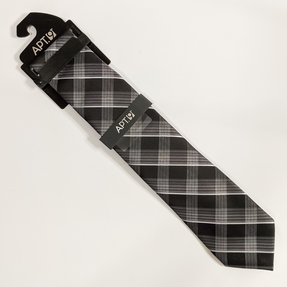 🆕 APT. 9 Men's Tie - Black/Silver Plaid